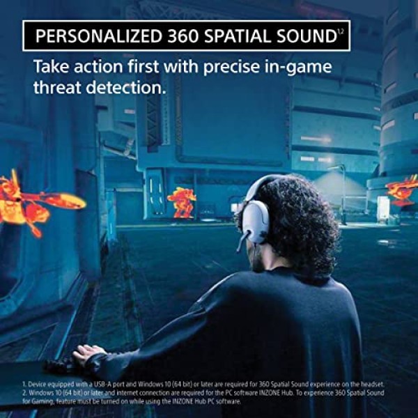 Sony INZONE H3, MDR-G300 Wired Gaming Headset, Over-Ear Headphones with 360 Spatial Sound, USB Wired Over-Ear (White)