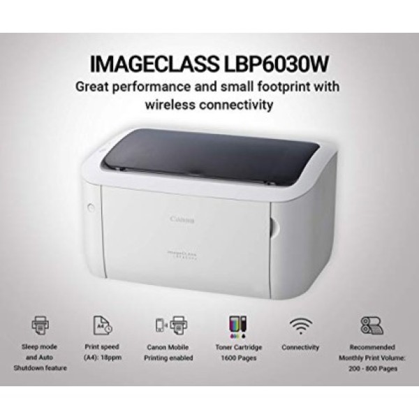 Canon imageCLASS LBP6030W Wi-Fi Mono Printer-Windows, Mac and-Linux-Support
