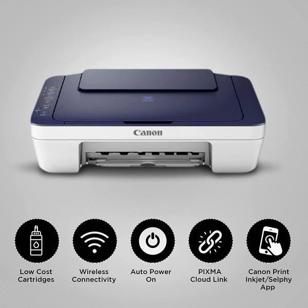 Canon PIXMA E477 All in One (Print, Scan, Copy) WiFi Ink Efficient Colour Printer refurbishedshed (without cartridge)