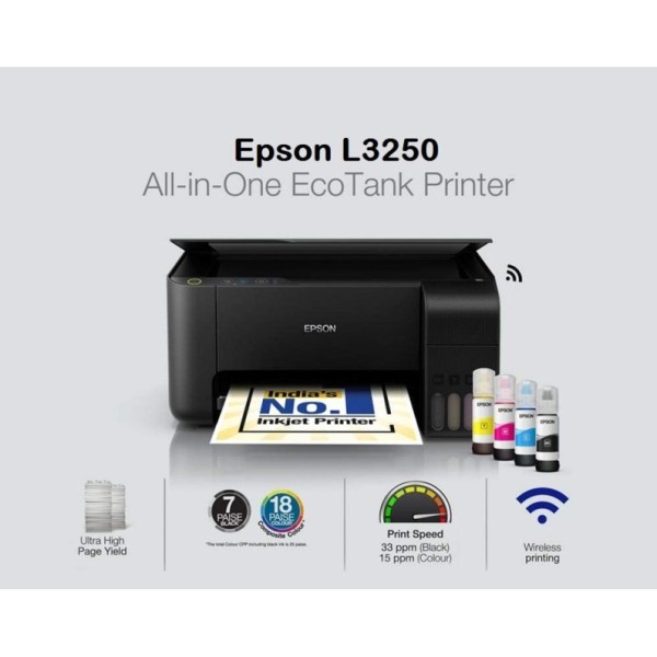 Epson Ecotank L3250 A4 Wi-Fi All-in-One Ink Tank Colour and Black Printer Ink,