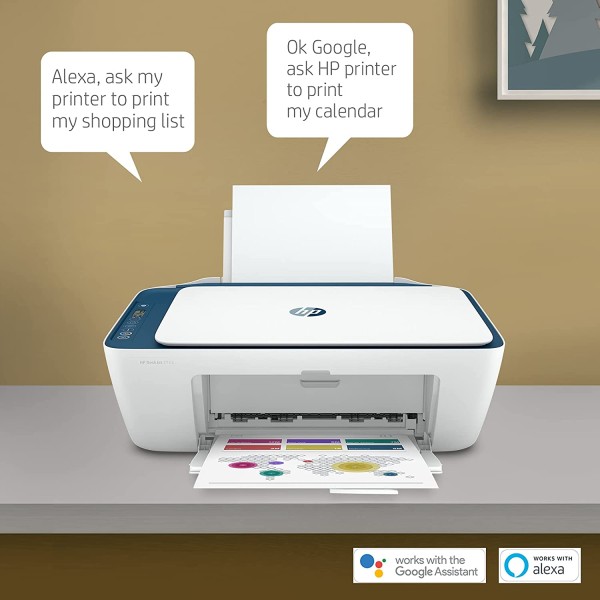 HP Deskjet 2723 AIO Printer, Copy, Scan, WiFi, Bluetooth, USB, Simple Setup Smart App, Ideal for Home. & 805 Black Original Ink Cartridge
