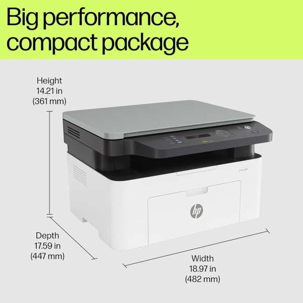 HP Laser MFP 1188w, Wireless, Print, Copy, Scan, Ethernet, Hi-Speed USB 2.0, Up to 21 ppm, 150-sheet Input Tray, 100-sheet Output Tray, 10,000-page Duty Cycle, 1-Year Warranty, Black and White