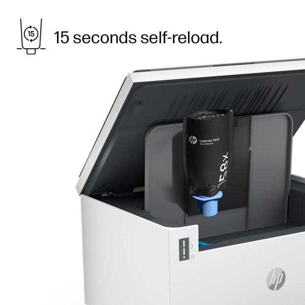 HP LaserJet Tank MFP 1005w, Wireless, Print, Copy, Scan, Hi-Speed USB 2.0, Bluetooth LE, Up to 22 ppm, 150-sheet Input Tray, 100-sheet Output Tray, 1-Year Warranty, Black and White, 381U4A