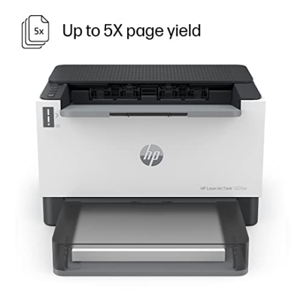 HP Laserjet Tank 1020w Printer, Wireless, Print, Hi-Speed USB 2.0, Bluetooth LE, , 25,000-page Duty Cycle, Black and White