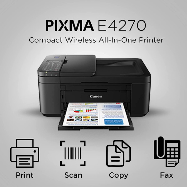 Canon E4570 All-in-One Wi-Fi Ink Efficient Colour Printer with FAX/ADF/Duplex Printing (Black)