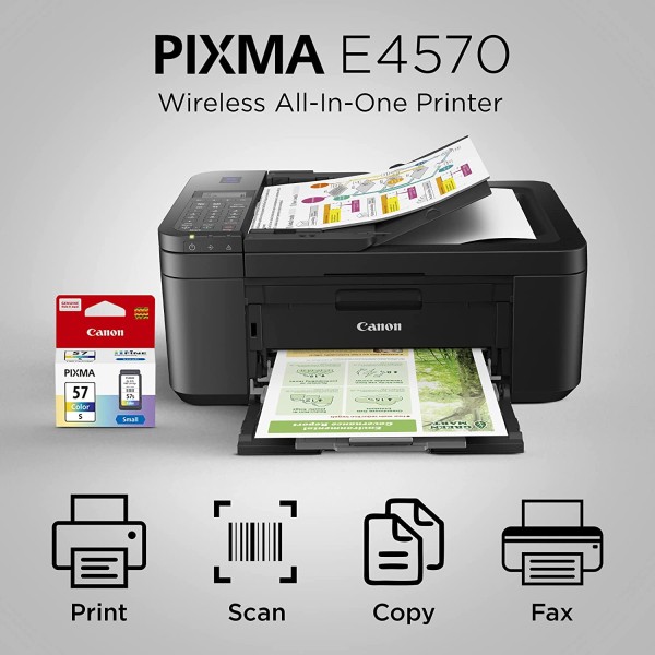 Canon E4570 All-in-One Wi-Fi Ink Efficient Colour Printer with FAX/ADF/Duplex Printing (Black)