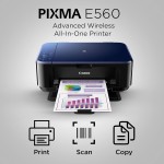 Canon PIXMA E560 All in One (Print, Scan, Copy) WiFi Ink Efficient Colour Printer with Auto Duplex Printing for Home