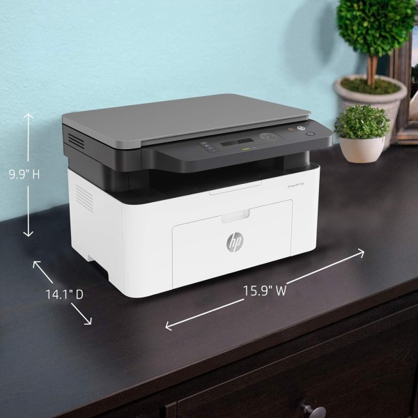 HP Laser MFP 136a, Print, Copy, Scan, 40-Sheet ADF, Ethernet, Hi-Speed USB 2.0, Up to 21 ppm, 150-sheet Input Tray, 100-sheet Output Tray, 10,000-page Duty Cycle, Black and White, 4ZB85A