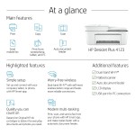 HP DeskJet Plus 4123 All-in-One Wifi Colour Printer, Scanner, and Copier for Home, B&W Prints and Color prints with Easy Set-up