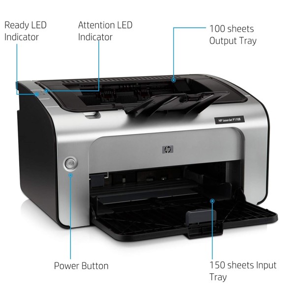 HP Laserjet Pro P1108 Plus Single Function Monochrome Wired Laser Printers, Black