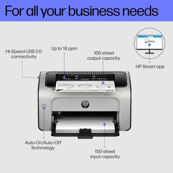 HP Laserjet Pro P1108 Plus Single Function Monochrome Wired Laser Printers, Black
