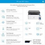 HP Laserjet 136nw WiFi Printer, Print Copy Scan, Compact Design, Reliable and Fast Printing,