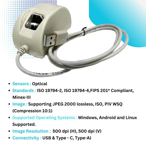 Startek FM220U L1 Biometric Fingerprint Scanner with RD